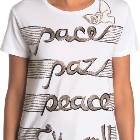 Valentino Natale Beaded Peace T-shirt - Picture 1 of 6